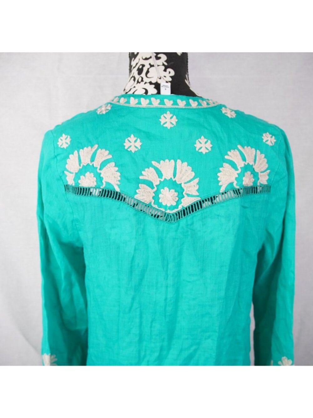Johnny Was Workshop Western Trim Henley Dress Turquoise Size S NWT Embroidered - Picture 5 of 11